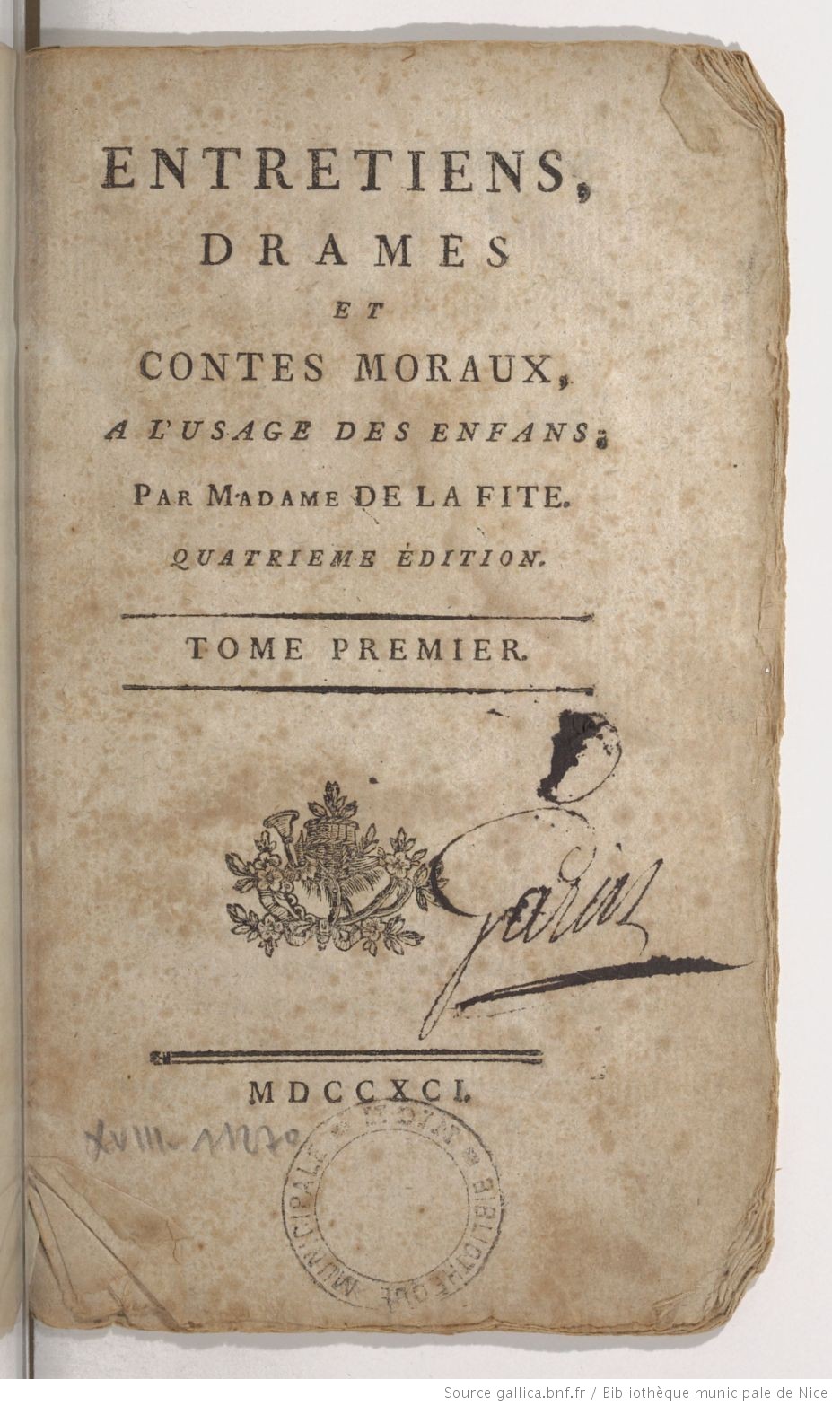 Couverture Entretiens drames et contes moraux 